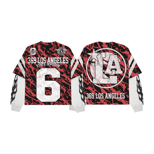 Red Tiger Double-Layer Long-Sleeve T-Shirt