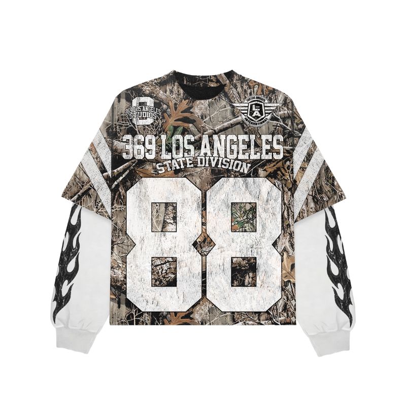 Woodland Camo Double-Layer Long-Sleeve T-Shirt