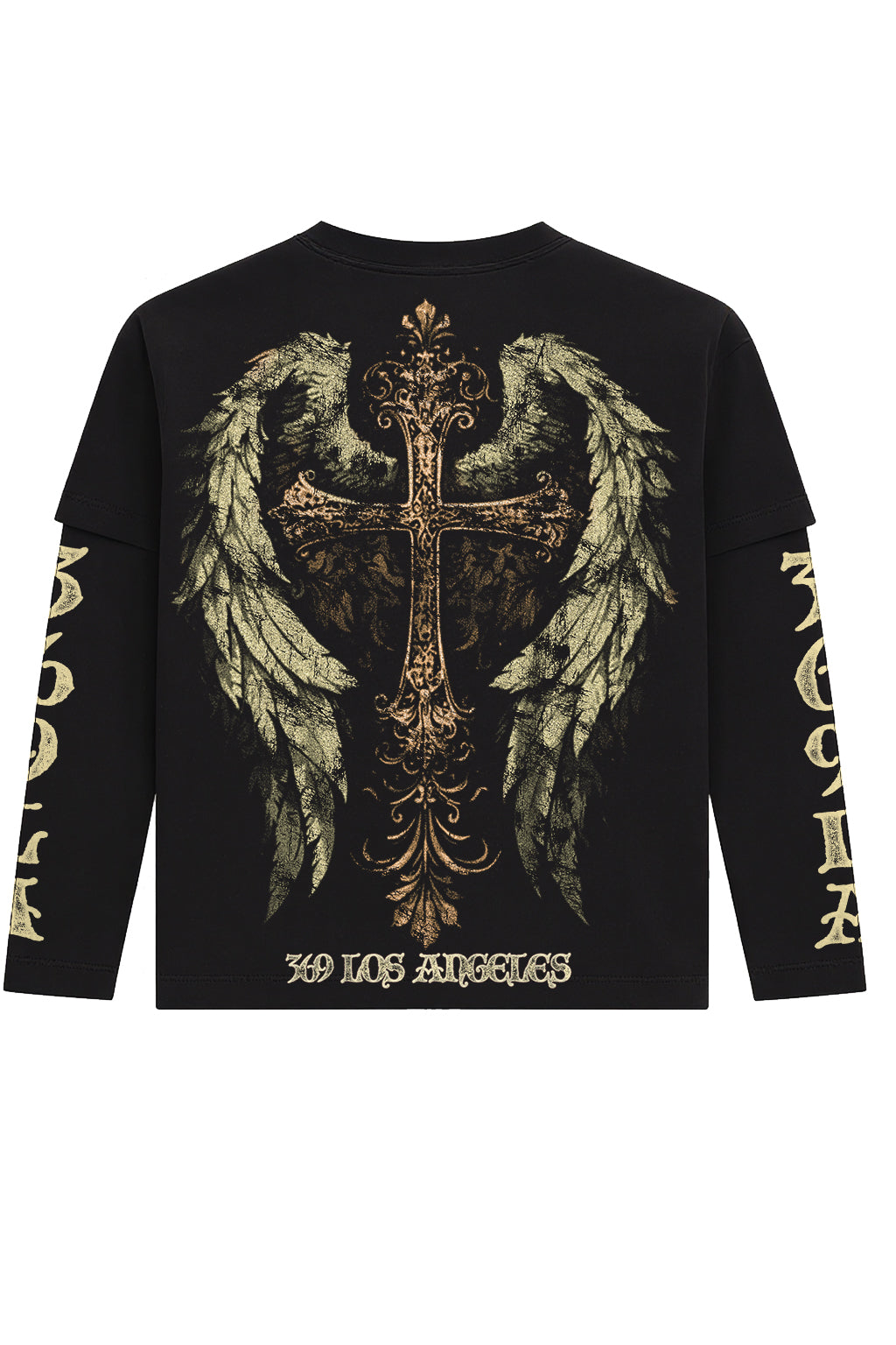 Angel Snake Double-Layer Long-Sleeve T-Shirt & Flare Sweatpants Full Set