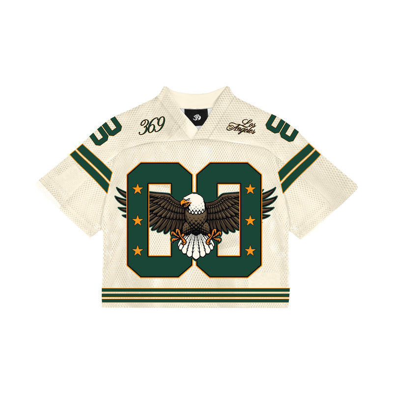 Cream Eagle Short-Sleeve Football Jersey