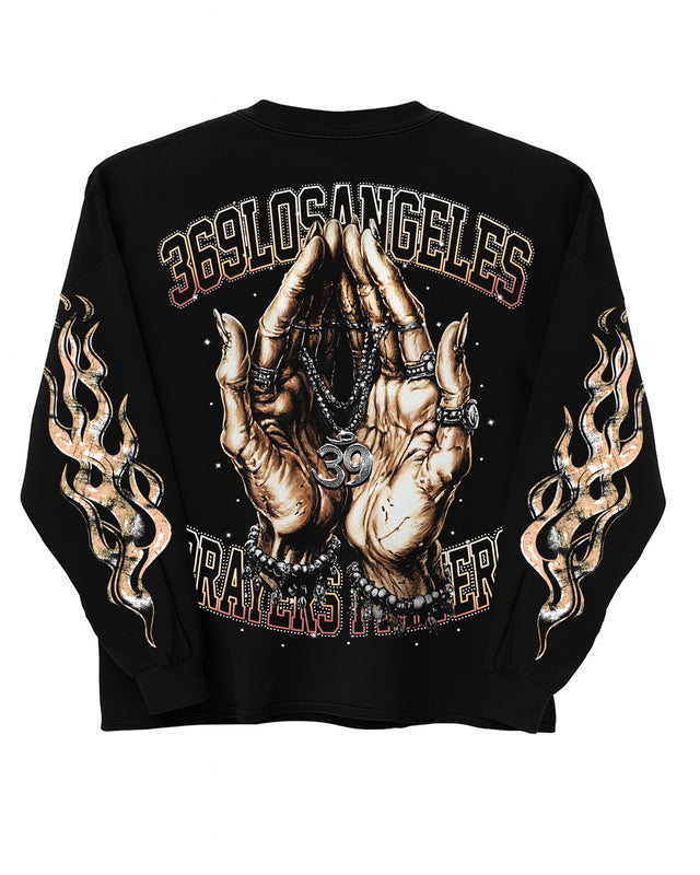 Prayers Long-Sleeve T-Shirt & Flare Sweatpants Full Set