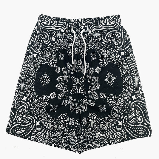 Black Bandana Mesh Shorts