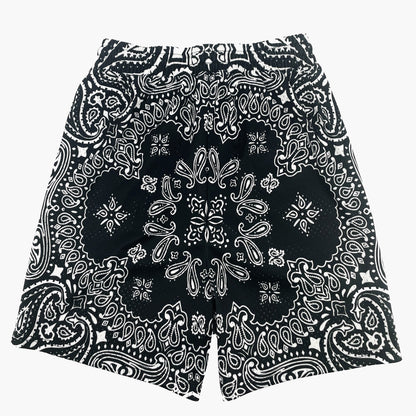 Black Bandana Mesh Shorts