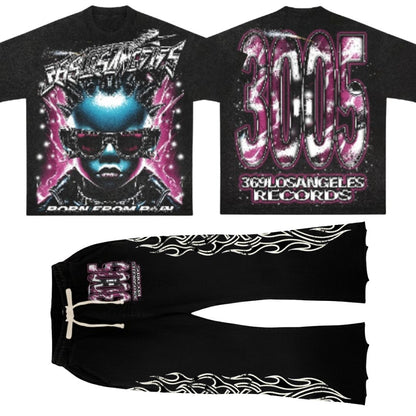 Born From Short-Sleeve T-Shirt & Flare Sweatpants Full Set