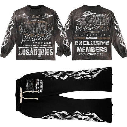 Exclusive Members Long-Sleeve T-Shirt & Flare Sweatpants Full Set