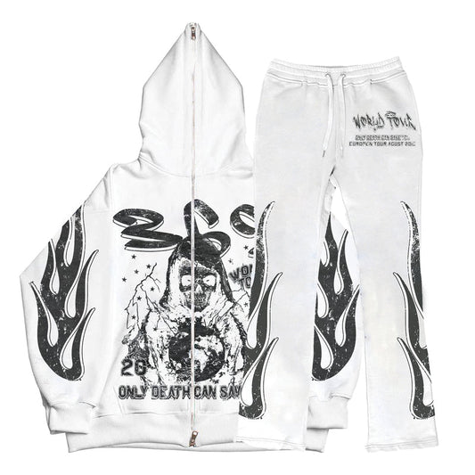Death Full Zip Hoodie & Flare Sweatpants Full Set