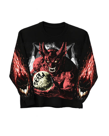 Devil Of Desire Long-Sleeve T-Shirt & Flare Sweatpants Full Set