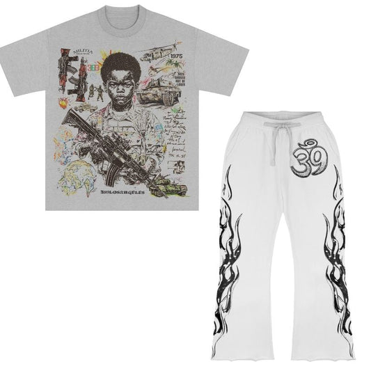 Militia Short-Sleeve T-Shirt & Flare Sweatpants Full Set