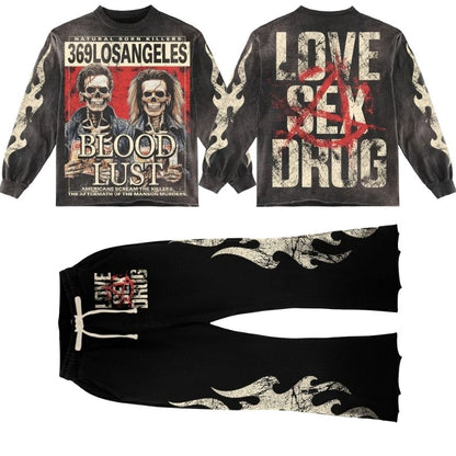 Natural Born Long-Sleeve T-Shirt & Flare Sweatpants Full Set