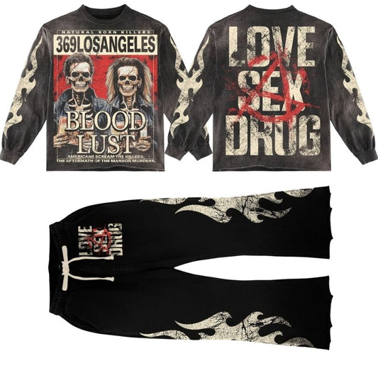 Natural Born Long-Sleeve T-Shirt & Flare Sweatpants Full Set