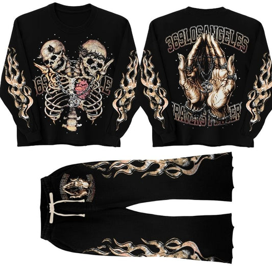Prayers Long-Sleeve T-Shirt & Flare Sweatpants Full Set