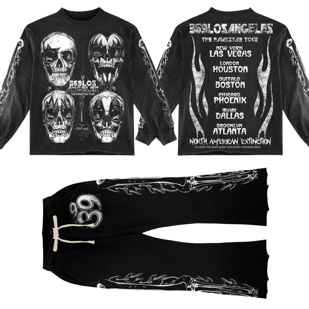 Rawkstar Long-Sleeve T-Shirt & Flare Sweatpants Full Set