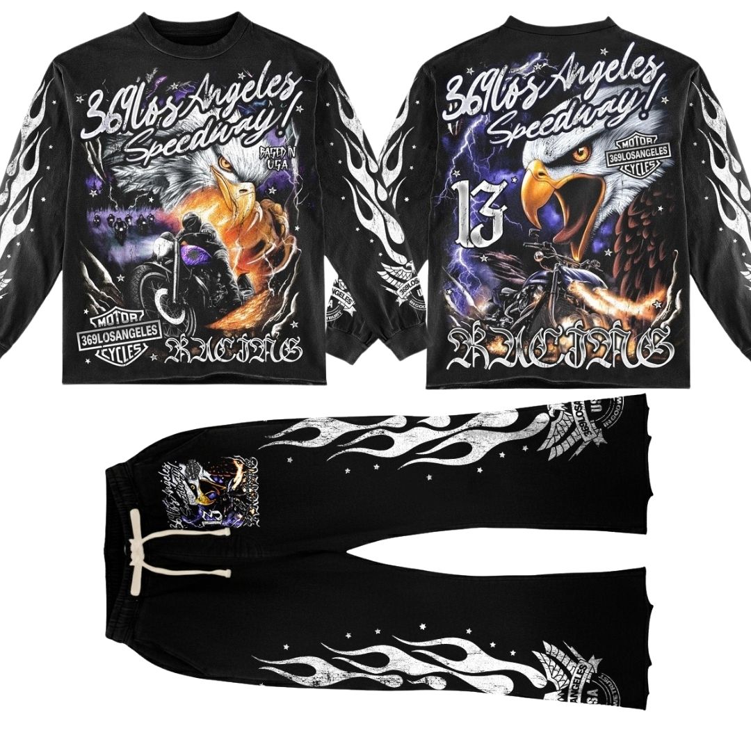 Speedway Eagle Long-Sleeve T-Shirt & Flare Sweatpants Full Set