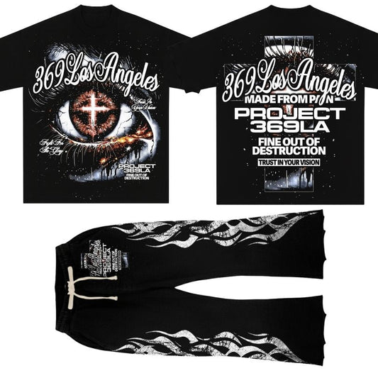 Trust In Your Vision Short-Sleeve T-Shirt & Flare Sweatpants Full Set